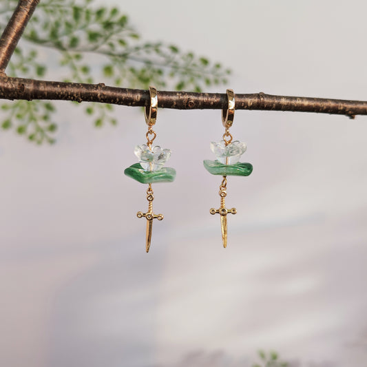 NIMUE - Creolen mit Seerose und Schwert