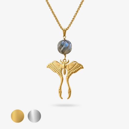 NOCTURNA ✦ Kette mit Labradorit und Luna Motte