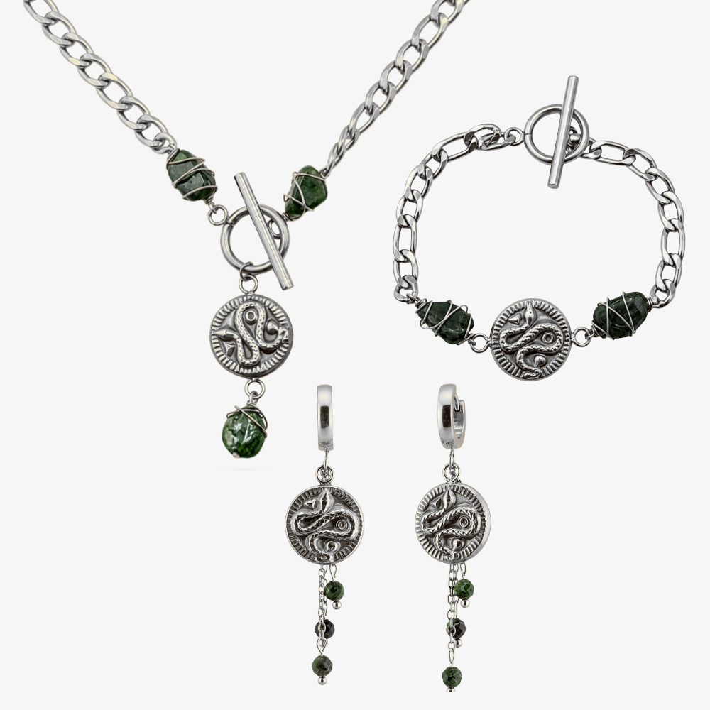 BASILISKA - SET mit Ohrringen, Halskette und Armband