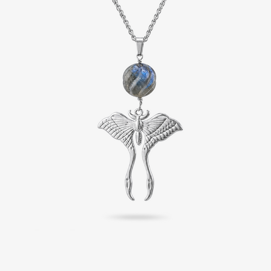 NOCTURNA ✦ Kette mit Labradorit und Luna Motte
