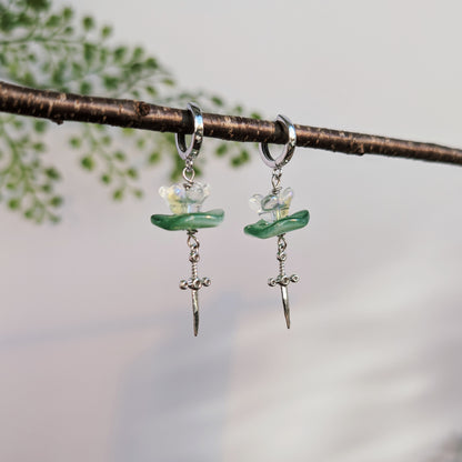 NIMUE - Creolen mit Seerose und Schwert