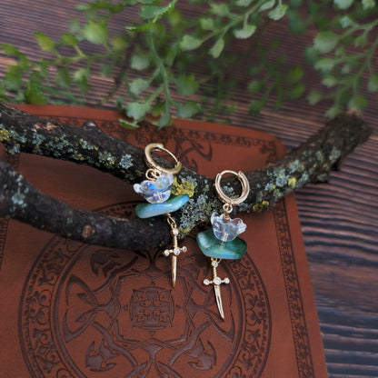 NIMUE - Creolen mit Seerose und Schwert